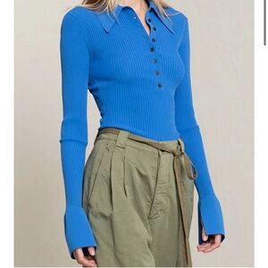 A.L.C. ALC Blue Ribbed Eleanor Top Small